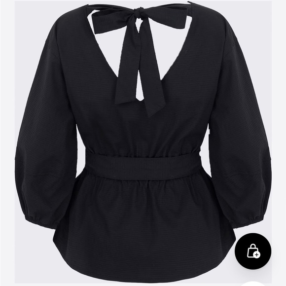 New Aligne Co guava black tie in back balloon sleeve top - Picture 1 of 6